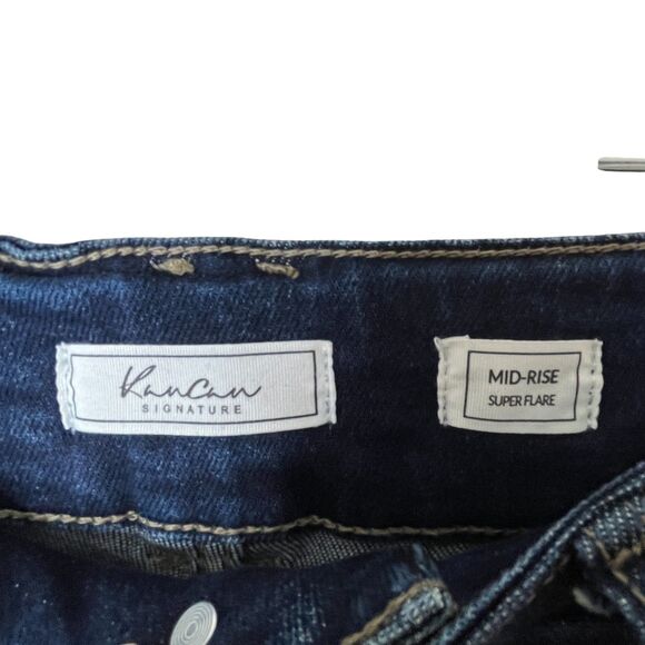 KanCan Mid Rise Super Flare Dark Wash Denim Jeans Sz 25 Blue Y2K - Picture 8 of 15